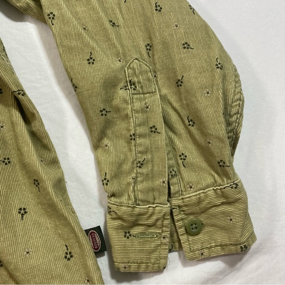 Route 66 Jacket Shirt Corduroy Floral Front full zipper Olive Green Top vintage - Picture 3 of 11